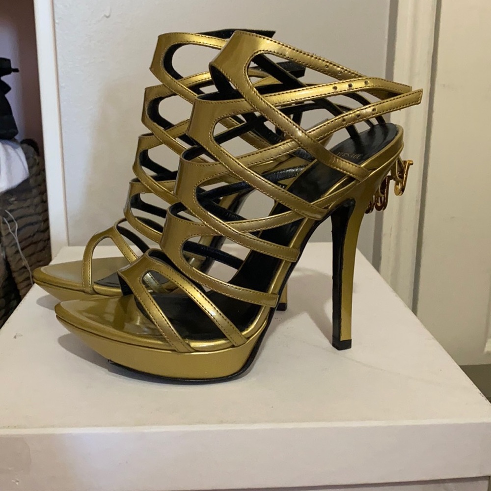 Versace strappy gold sandals